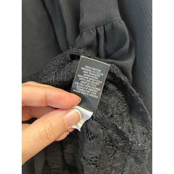 Torrid size 2 Black Lace Tiered Overlay Sheer Sleeve Women's Plus Size Top 2X - Picture 8 of 11